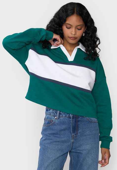 Polerón Mujer Cuello Polo Verde Corona-2