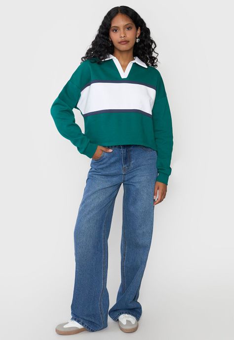 Polerón Mujer Cuello Polo Verde Corona-3