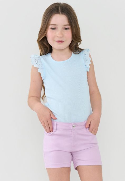 Short Niña Kids Denim Color Lila Corona-3