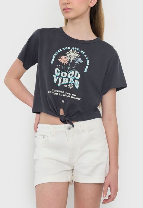 Polera Niña Teen Manga Corta Fun Nudo Marengo Corona-2