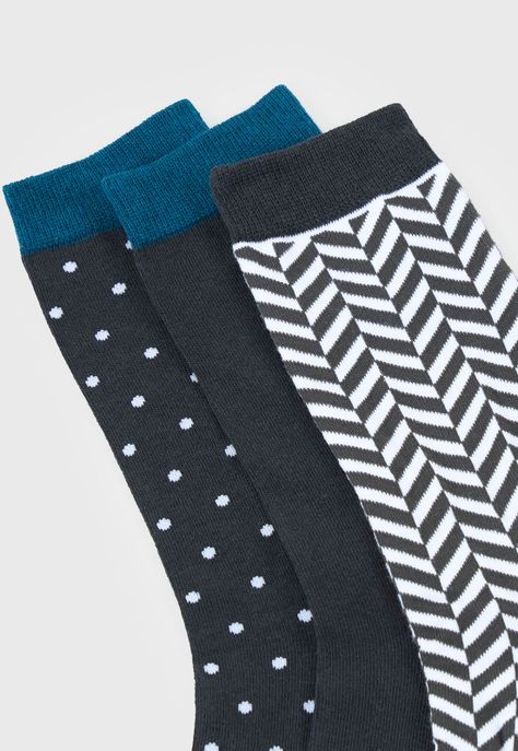 Calcetines Hombre Tripack Mix Navy Print Corona-1