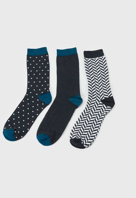 Calcetines Hombre Tripack Mix Navy Print Corona-2