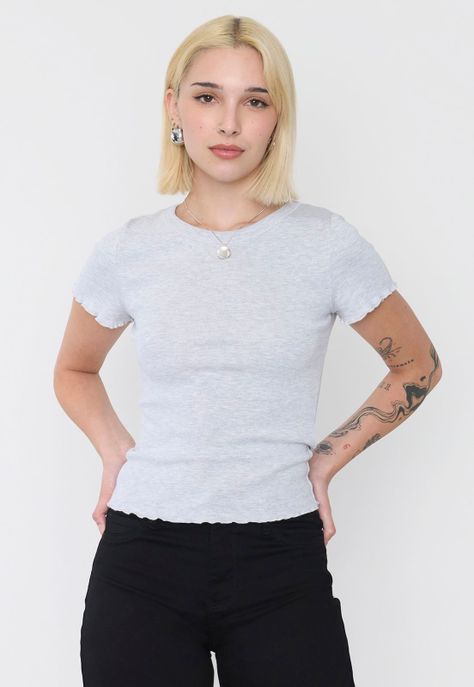 Polera Mujer Manga Corta Roulet Gris Corona-0
