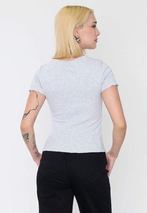Polera Mujer Manga Corta Roulet Gris Corona-1