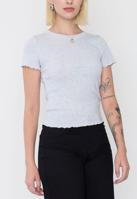 Polera Mujer Manga Corta Roulet Gris Corona-2