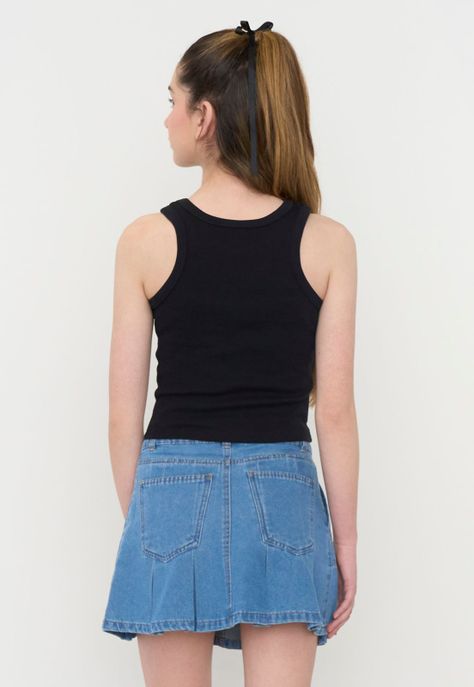 Polera Peto Niña Teen Rib Negro Corona-1