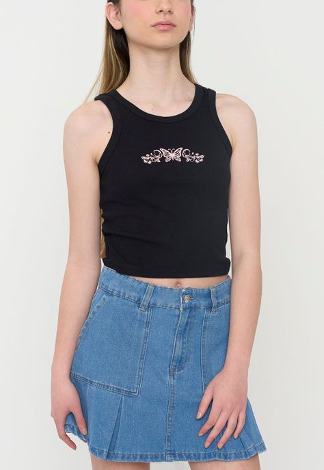 Polera Peto Niña Teen Rib Negro Corona-2
