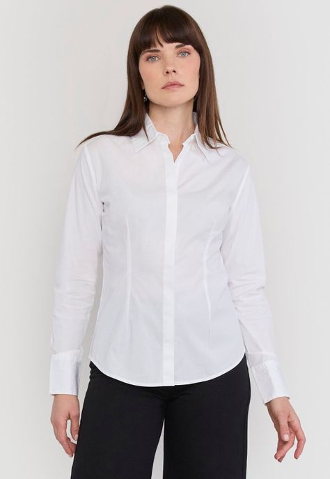 Blusa Mujer Popelina Corset Blanco Corona-0