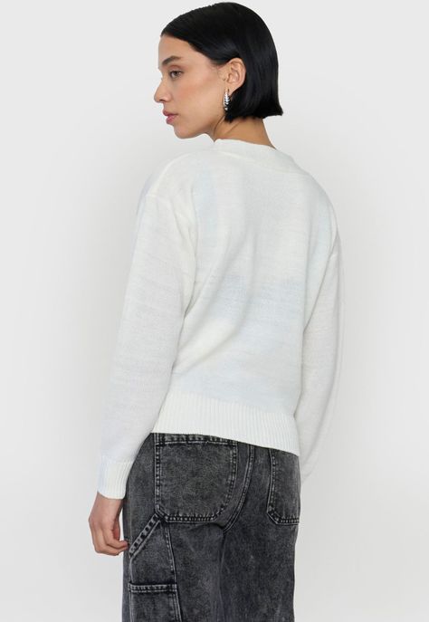 Sweater Mujer Cárdigan Regular Ecru Corona-1