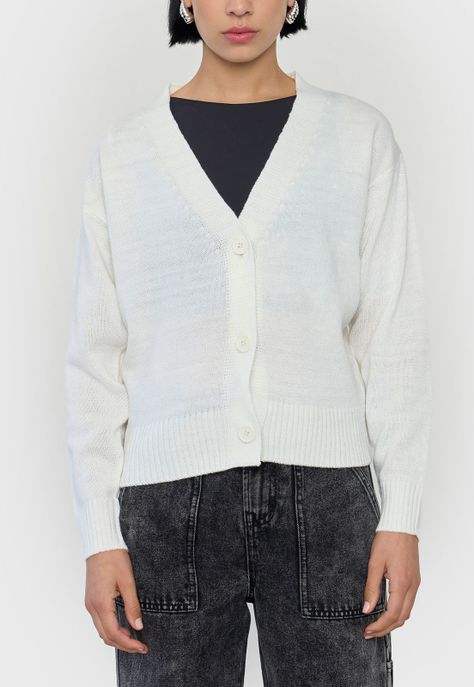Sweater Mujer Cárdigan Regular Ecru Corona-2