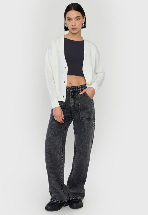 Sweater Mujer Cárdigan Regular Ecru Corona-3