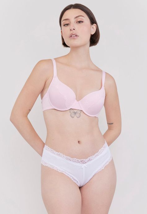 Sostén Mujer Bipack Liso Copa B Blanco Rosado Corona-3
