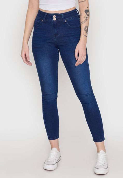 Jeans Mujer High Waist 2 Botones Azul Oscuro Corona-1
