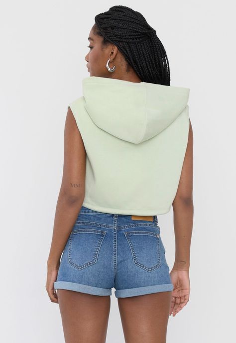 Polerón Mujer Hoddie Sin Mangas Verde Claro Corona-2