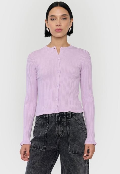 Sweater Mujer Cárdigan Botones Lila Corona-0