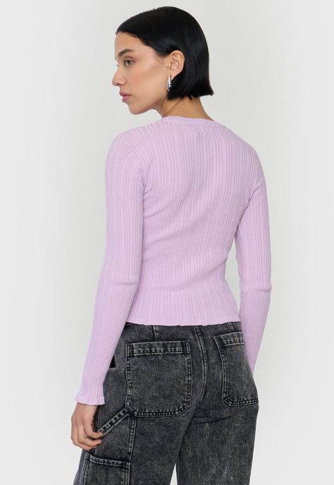 Sweater Mujer Cárdigan Botones Lila Corona-1