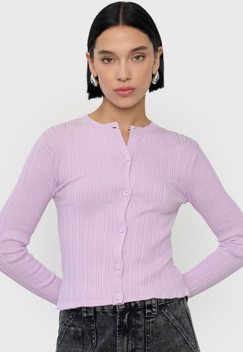 Sweater Mujer Cárdigan Botones Lila Corona-2