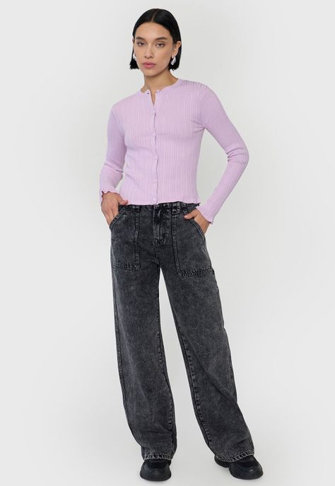 Sweater Mujer Cárdigan Botones Lila Corona-3