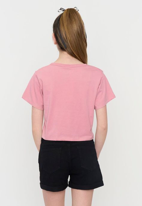 Polera Niña Teen Manga Corta Fun Nudo Rosado Corona-1