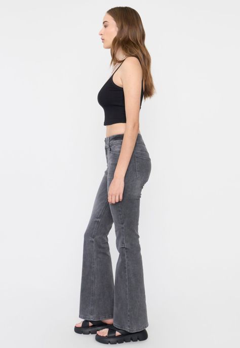 Jeans Mujer Flare Fit 2 Botones Negro Corona-3