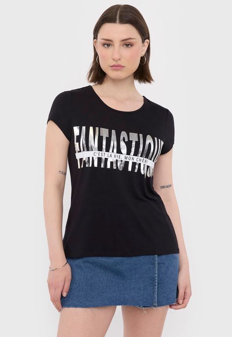Polera Mujer Viscosa Negro Fantastique Corona-0