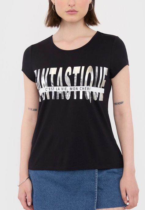 Polera Mujer Viscosa Negro Fantastique Corona-2