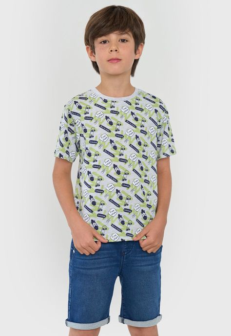 Polera Niño Kids Manga Corta Full Gris Corona-0