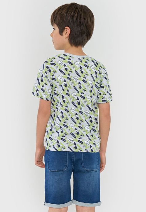 Polera Niño Kids Manga Corta Full Gris Corona-1