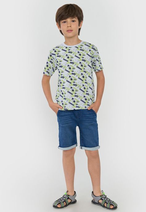 Polera Niño Kids Manga Corta Full Gris Corona-3