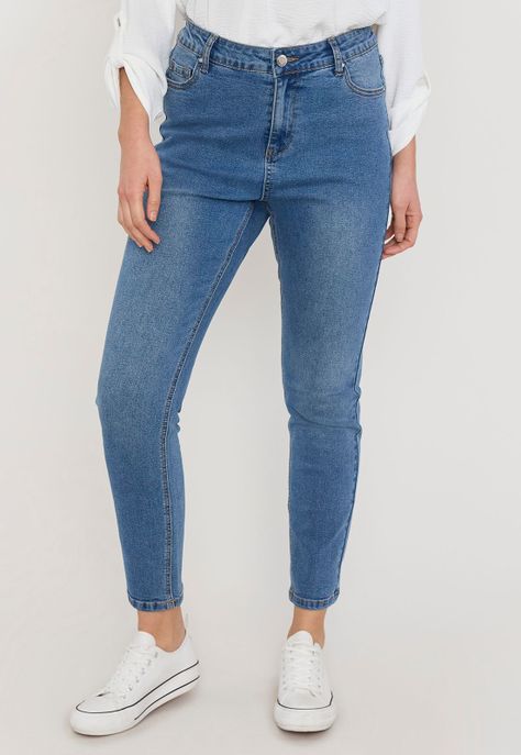 Jeans Mujer Skinny 1 Botón Azul Oscuro Corona-1