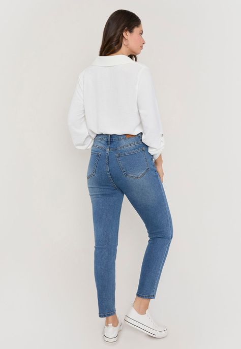 Jeans Mujer Skinny 1 Botón Azul Oscuro Corona-2