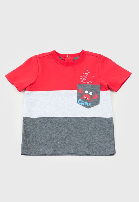 Polera Bebe Niño Color Block Rojo Corona-0