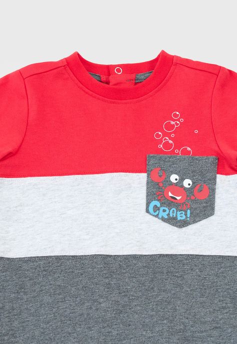 Polera Bebe Niño Color Block Rojo Corona-3