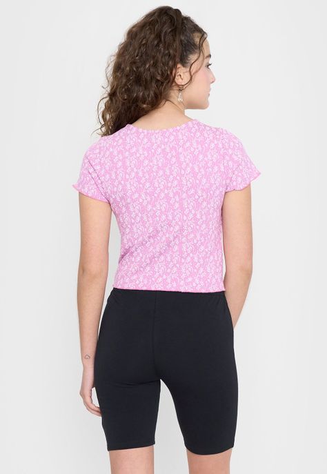 Polera Niña Teen MC Rib Full Morado Corona-2