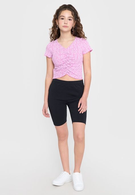Polera Niña Teen MC Rib Full Morado Corona-3