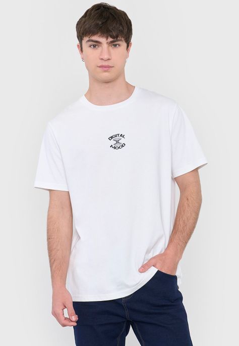 Polera Hombre Texto Corte Blanco Corona-0