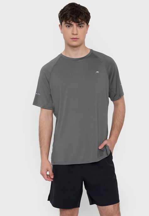 Polera Hombre Deportivo R-Neck Charcoal Corona-0