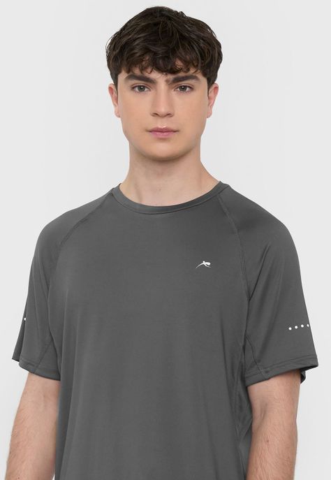 Polera Hombre Deportivo R-Neck Charcoal Corona-2