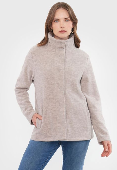 Polerón Mujer Polar  Botones Beige Corona-0