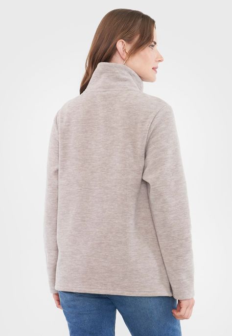 Polerón Mujer Polar  Botones Beige Corona-1