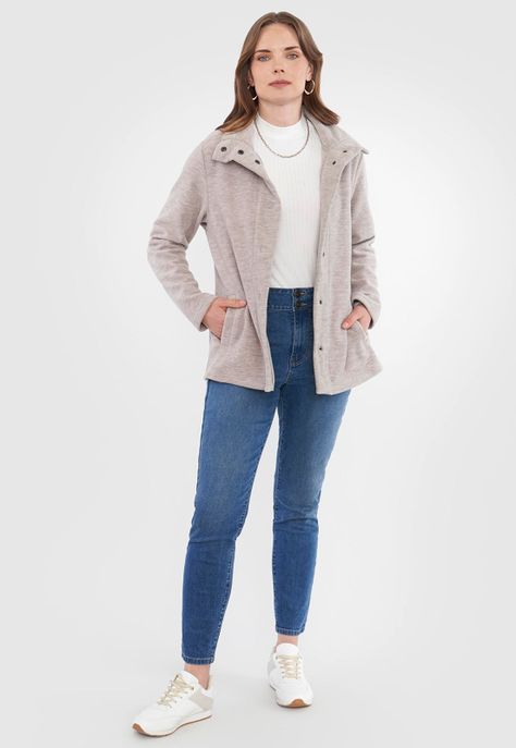 Polerón Mujer Polar  Botones Beige Corona-3