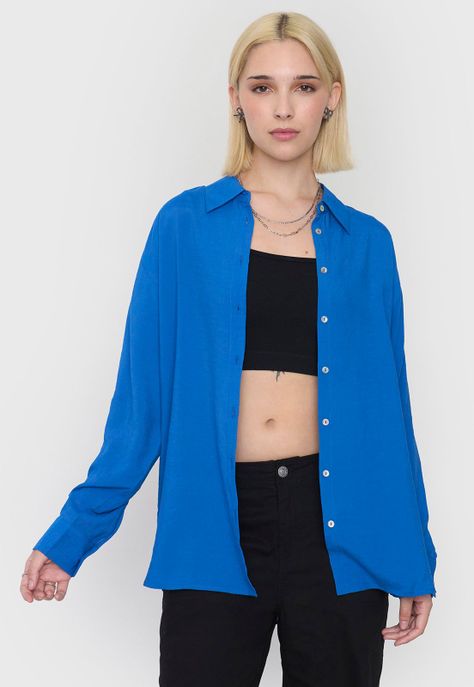 Blusa Mujer Camisera Celeste Corona-0