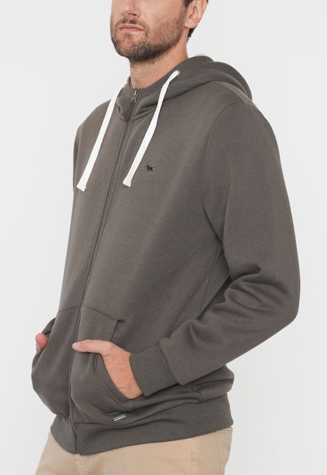 Polerón Hombre Full Zipper Musgo Corona-2