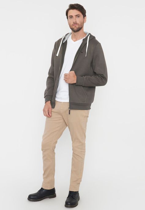 Polerón Hombre Full Zipper Musgo Corona-3