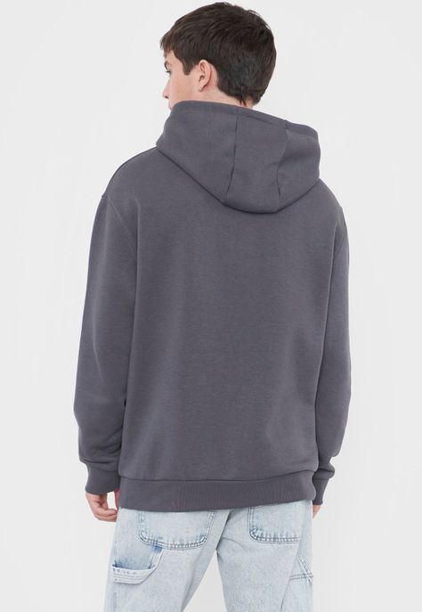 Polerón Hombre Hoodie Snap Y Print Gris Corona-1