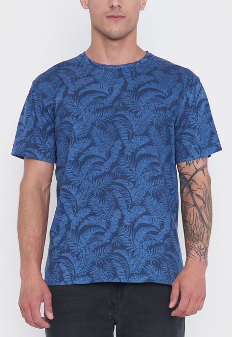 Polera Hombre Full Print Azul Corona-2