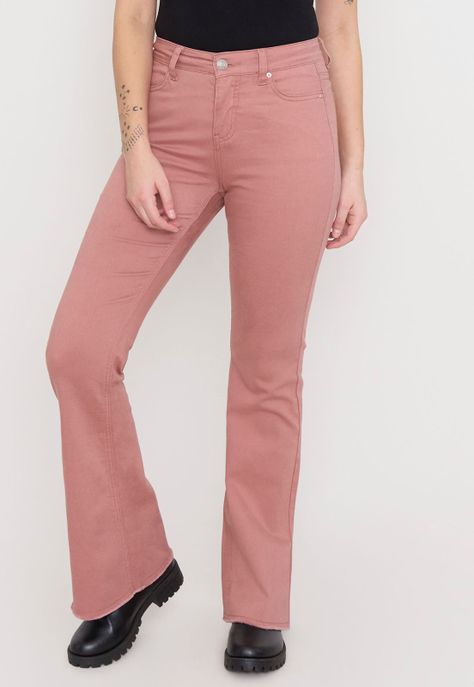 Jeans Mujer Flare Color Terracota Corona-1