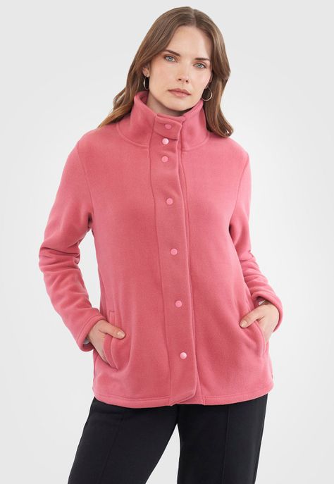 Polerón Mujer Polar  Botones Rosado Corona-0