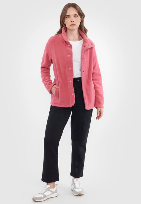 Polerón Mujer Polar  Botones Rosado Corona-3