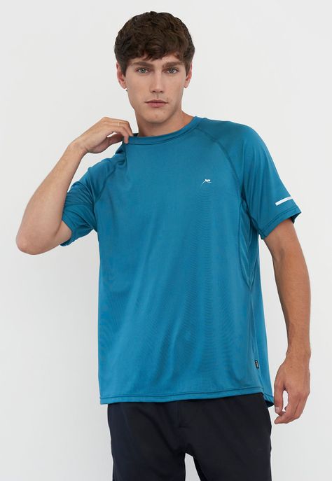 Polera Hombre Deportiva R-Neck Poliéster Petrol Corona-0